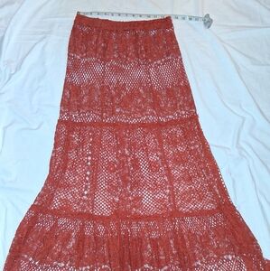See through lace maxi skirt